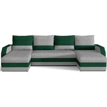 Sedací souprava Rohová rozkládací sedací souprava MARION 312 cm Paros 05/Kronos 19 šedo-zelená