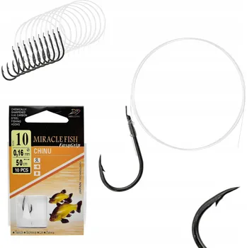 Rybářský háček Háčky pro lov ze dna, plavané, s návazcem, s protihrotem Miracle Fish CHINU, vázané rýč/protihrot, 10 ks