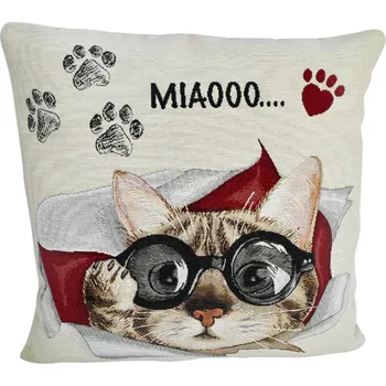 Povlak na polštářek Gobelínový povlak na polštář 42x42 Kočka Mňau Dekorativní Italský