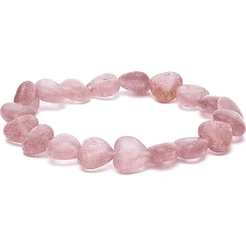 Náramek Milujeme Kameny Křemen jahodový - náramek srdce NSVC110 504104