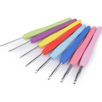 Háček na háčkování se silikonovou rukojetí vel. 2,5-6, barva mix variant