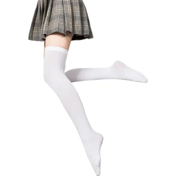 Dámské ponožky Dámské těsné pružné nadkolenky Elastické vysoké podkolenky Elegantní nad kolena Pohodlné dlouhé ponožky Stylový doplněk outfitu bílá