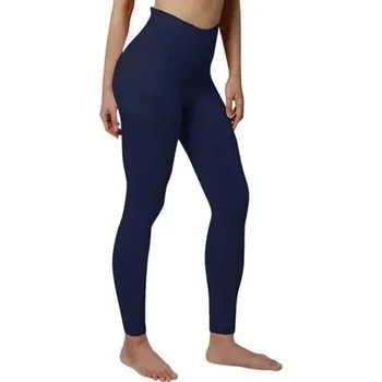 Dámské legíny Dámské kompresní legíny s vysokým pasem a kapsou Elastické sportovní legíny na jógu a cvičení Tvarující kalhoty pro ženy tmavě modrá XS