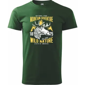 Pánské tričko Wild Nature Mountain Adventure - Triko extra velké (5-8XL) - 7XL ( Lahvově zelená )