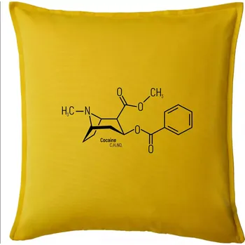 Polštář Molekulární struktura Cocaine Kokain - Polštář 50x50 - 50x50 - Pouze potah ( Žlutá )