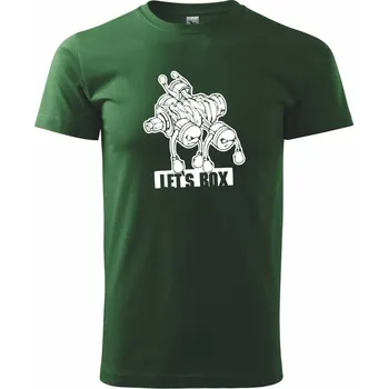 Pánské tričko Lets Box nápis - Triko extra velké (5-8XL) - 7XL ( Lahvově zelená )