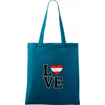 Love Rakouská vlajka - Taška bavlněná - 42 x 38 cm ( Petrolejová )