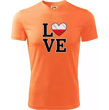 Chlapecké tričko Love Polská vlajka - Dětské triko sportovní (dresovina) - 122 cm/6 let ( Neon mandarine )