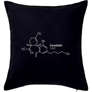 Polštář Molekulární struktura CBD (Canabidiol) - Polštář 50x50 - 50x50 - Pouze potah ( Černá )