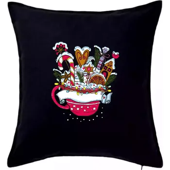 Polštář Vánoční Punč - hrneček (Pecka design) - Polštář 50x50 - 50x50 - Pouze potah ( Černá )
