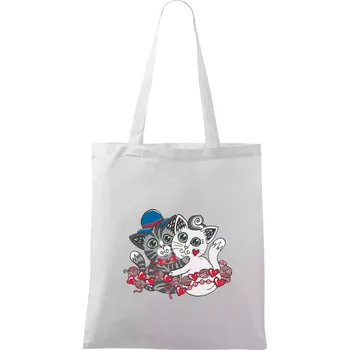 Kočky v objetí (Pecka design) - Taška bavlněná - 42 x 38 cm ( Bílá )