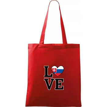 Nákupní taška Love Slovenská vlajka - Taška bavlněná - 42 x 38 cm ( Červená )