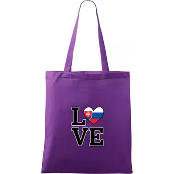 Love Slovenská vlajka - Taška bavlněná - 42 x 38 cm ( Fialová )