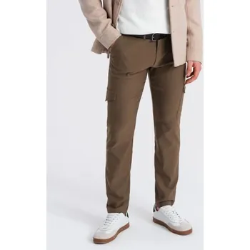 Pánské kalhoty Ombre Clothing Olivové pánské kalhoty V2 PACG-0178