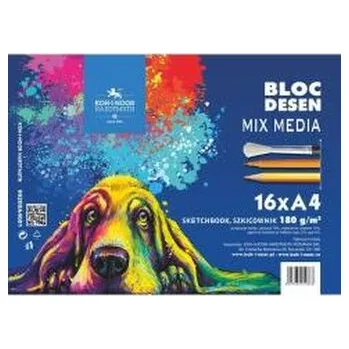 Set školních potřeb Szkicownik Mix Media A4 16 ark. Pies niebieski
