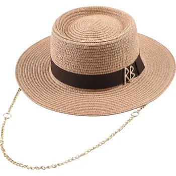 Klobouk Letní slaměný klobouk pro ženy 56–58 cm Elegantní dámský sluneční klobouk se stuhou Cestovní plážový klobouk Ochrana před sluncem khaki