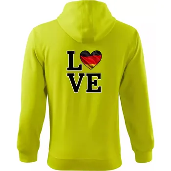 Pánská mikina Love Německá vlajka - Mikina s kapucí na zip trendy zipper - M ( Limetková )