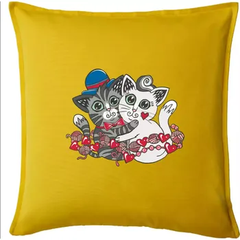 Polštář Kočky v objetí (Pecka design) - Polštář 50x50 - 50x50 - Pouze potah ( Žlutá )