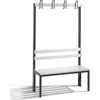 Šatní lavice Basic, jednostranná, sedák ze světle šedých lišt, š 1000 mm