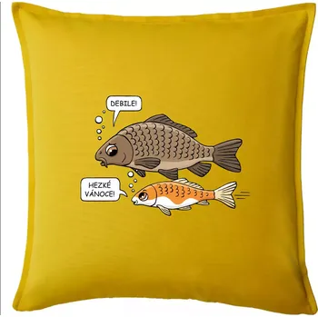 Polštář Hezké Vánoce Kapr a Koi kapr (Hana-creative) - Polštář 50x50 - 50x50 - Pouze potah ( Žlutá )