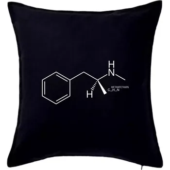 Polštář Molekulární struktura pervitin - Polštář 50x50 - 50x50 - Pouze potah ( Černá )