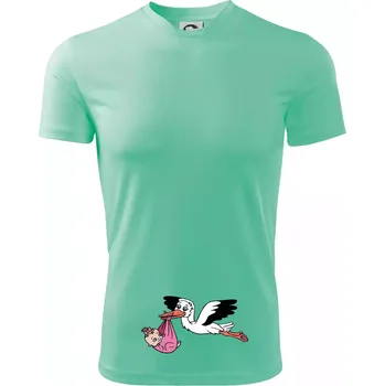 Čáp a miminko - holka (Hana-creative) - Dětské triko sportovní (dresovina) - 158 cm/12 let ( Mátová )