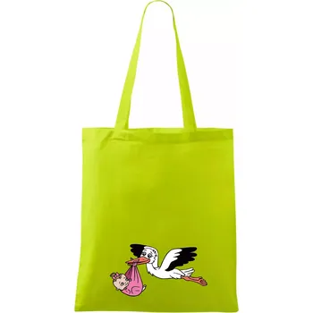 Čáp a miminko - holka (Hana-creative) - Taška bavlněná - 42 x 38 cm ( Limetková )