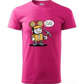 Pánské tričko Hodl tight, it's time for my birthday! - Klasické pánské triko vyšší gramáže - M ( Purpurová )