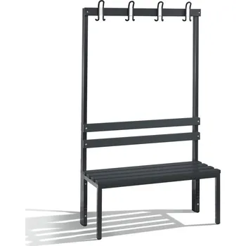 Šatní lavice Basic, jednostranná, sedák z černošedých lišt, š 1000 mm