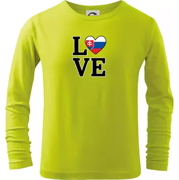 Chlapecké oblečení Love Slovenská vlajka - Triko dětské Long Sleeve - 146 cm/10 let ( Limetková )