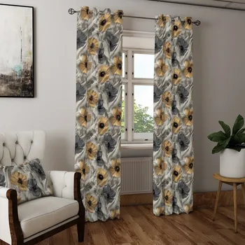 Zatemňovací dekorační závěs nebo látka, Blackout , Květy , 150 cm