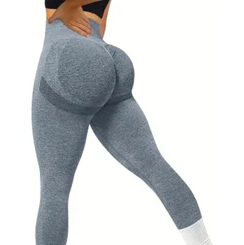 Dámské legíny Bezešvé push-up legíny pro ženy s vysokým pasem Kompresní konturovací legíny na cvičení Tvarující sportovní kalhoty do posilovny modrá L