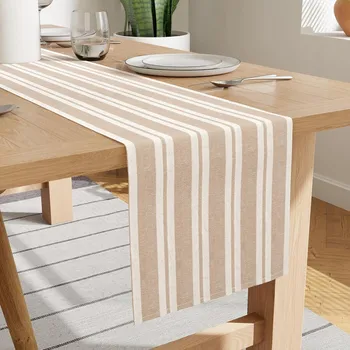 Prostěradlo Běžec na stůl dekorativní hladký bavlněný béžový 33x264cm
