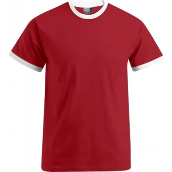 Pánské tričko Promodoro Pánské volně střižené tričko s kontrastními lemy 180 g/m Barva: červená ohnivá - bílá, Velikost: M E3070