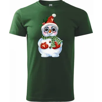 Pánské tričko Sněhulák kreslený s brýlemi - Triko extra velké (5-8XL) - 8XL ( Lahvově zelená )