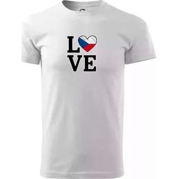 Pánské tričko Love Česká vlajka - Triko extra velké (5-8XL) - 7XL ( Bílá )