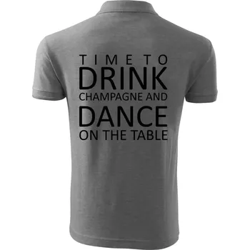 Pánská košile Time to drink Champagne - Polokošile pánská Pique Polo 203 - 3XL ( Tmavě šedý melír )