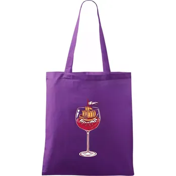 Sklenička - ve víne je pravda - červené víno (Pecka design) - Taška bavlněná - 42 x 38 cm ( Fialová )