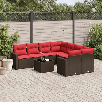 Zahradní pohovka 9dílná zahradní sedací souprava s poduškami hnědá polyratan Hnědá3251101