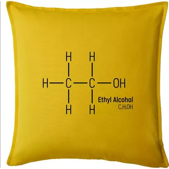 Polštář Molekulární struktura Ethanol - Polštář 50x50 - 50x50 - Pouze potah ( Žlutá )