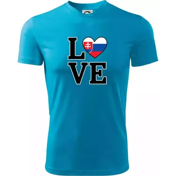 Love Slovenská vlajka - Dětské triko sportovní (dresovina) - 158 cm/12 let ( Světlý tyrkys )