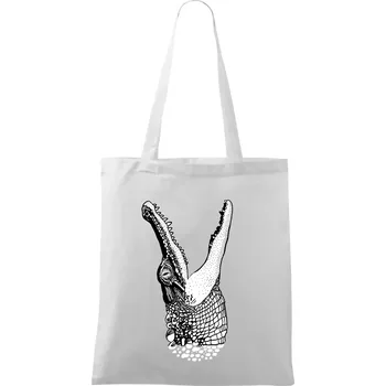 Krokodýl kreslený (Pecka design) - Taška bavlněná - 42 x 38 cm ( Bílá )