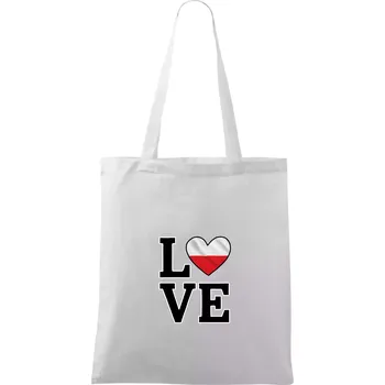 Love Polská vlajka - Taška bavlněná - 42 x 38 cm ( Bílá )