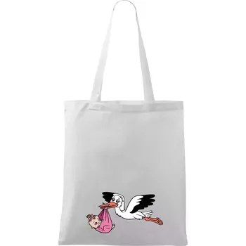 Nákupní taška Čáp a miminko - holka (Hana-creative) - Taška bavlněná - 42 x 38 cm ( Bílá )