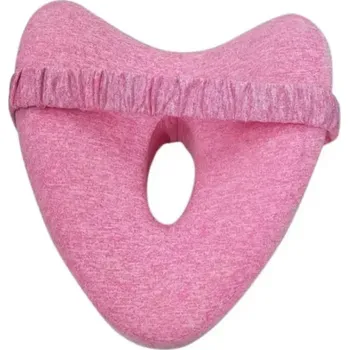 Bavlněný ortopedický polštář na nohy s paměťovou pěnou 23 x 13 x 25 cm Dutý tvar srdce Boční spaní Úleva pro kolena a páteř růžová