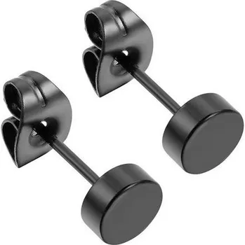 Náušnice Černé ocelové náušnice placičky 4 mm