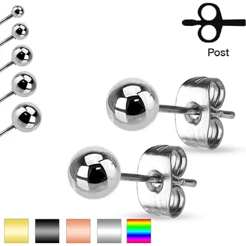 Náušnice Náušnice z chirurgické oceli, lesklé hladké kuličky, 3 mm - Barva: Měděná