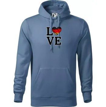 Pánská mikina Love Německá vlajka - Mikina pánská Cape s kapucí - 5XL ( Denim )