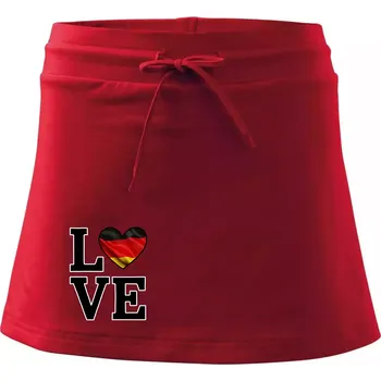 Dámská sukně Love Německá vlajka - Sportovní sukně - two in one - L ( Červená )