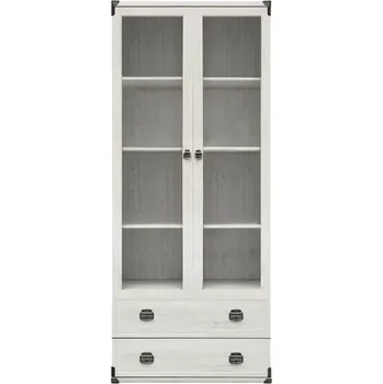 Knihovna INDIANA borovice bílá vitrína JWIT 2W2S/80